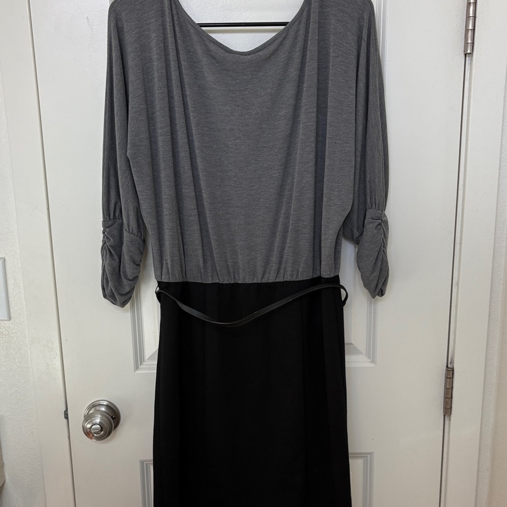 New York & Company Gray and Black Long Sleeve Dress - Picture 5 of 5
